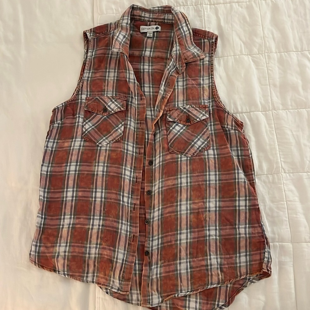 Cotton on plaid button down tank